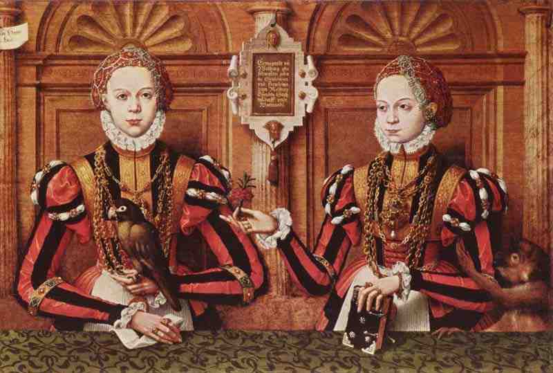 Portrait of the Rietberg family, detail: Ermengard and Walburg von Rietberg, Hermann tom Ring