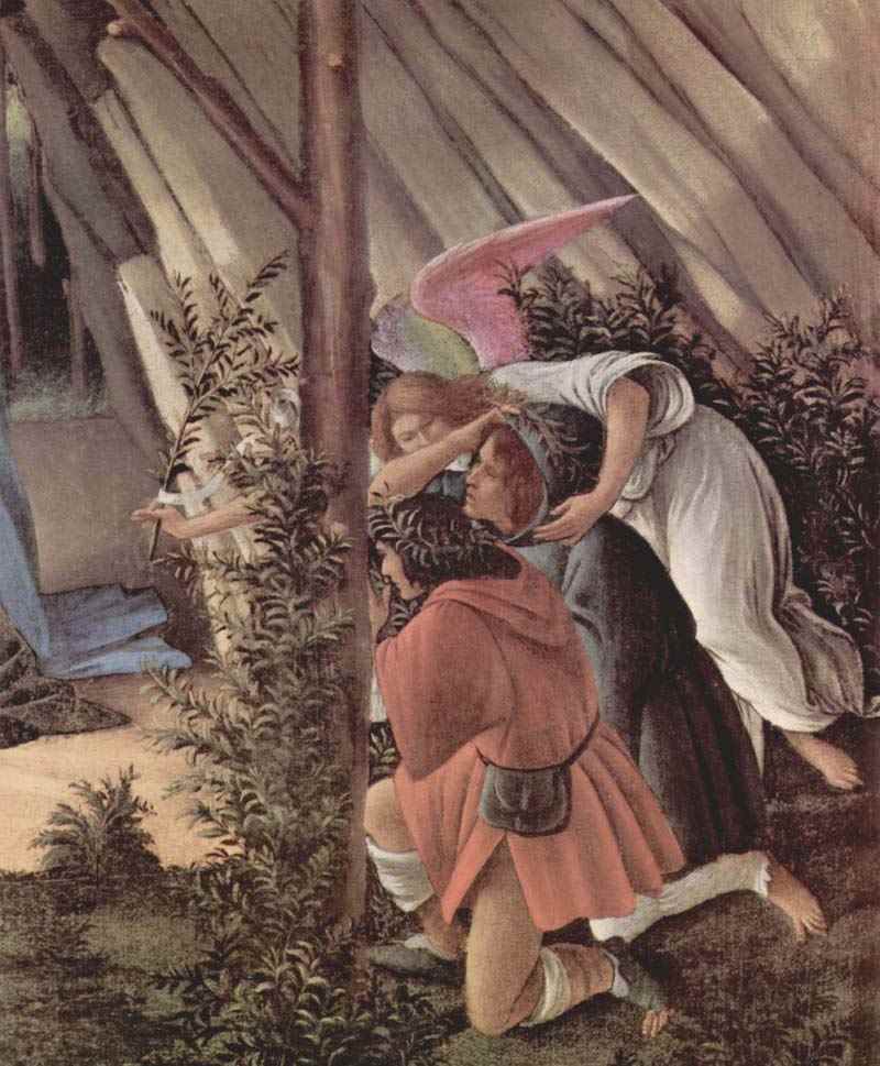 Birth of Christ (Mystic birth), detail. Sandro Botticelli
