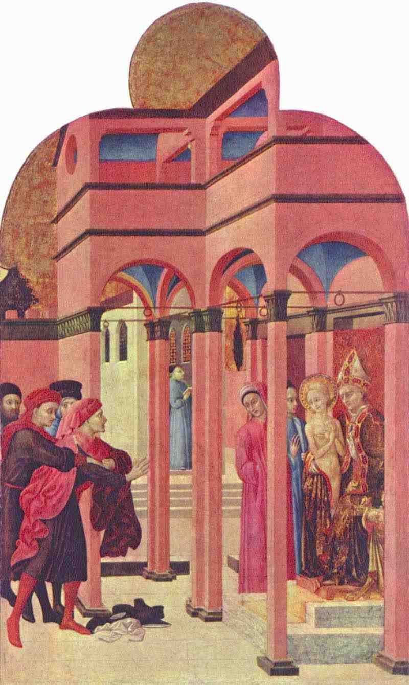 Altarpolyptychon for San Francesco in Borgo S. Sepolcro, Scene: St. Francis denied his earthly father. Sassetta