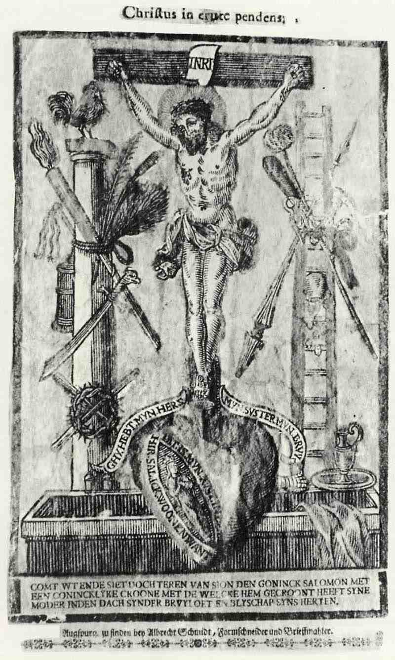Crucifixion with the instruments of torture and the Sacred Heart, Albrecht Schmid