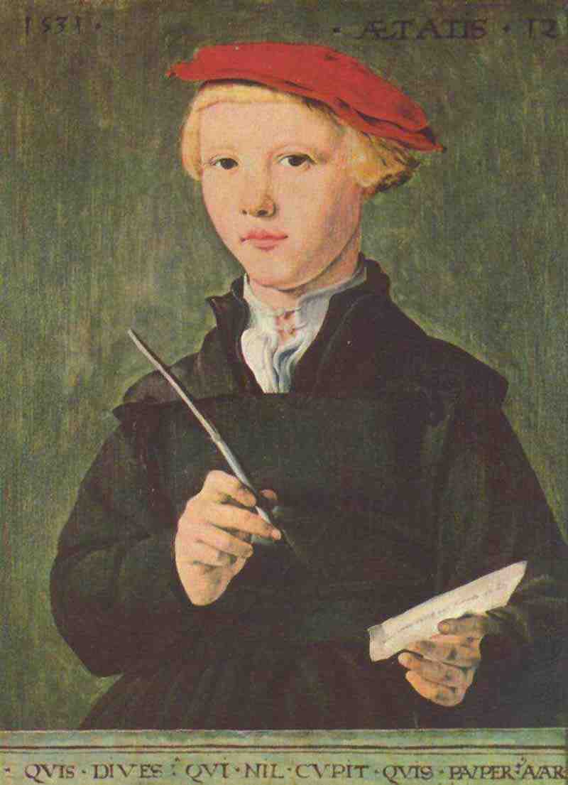 Portrait of a young scholar. Attributed to Maarten van Heemskerck or Attributed to  Jan van Scorel
