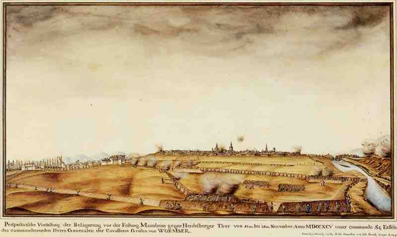 Mannheim, General View, siege of 1795. Andreas Szöts