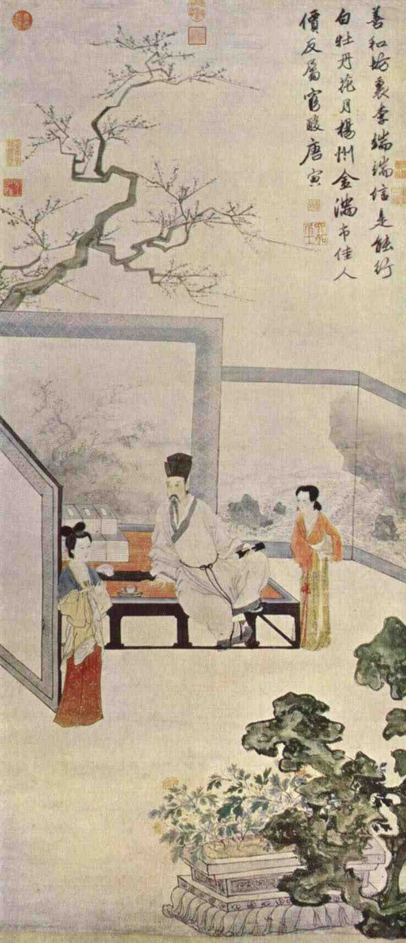 The poet and two courtesans, T'ang Yin