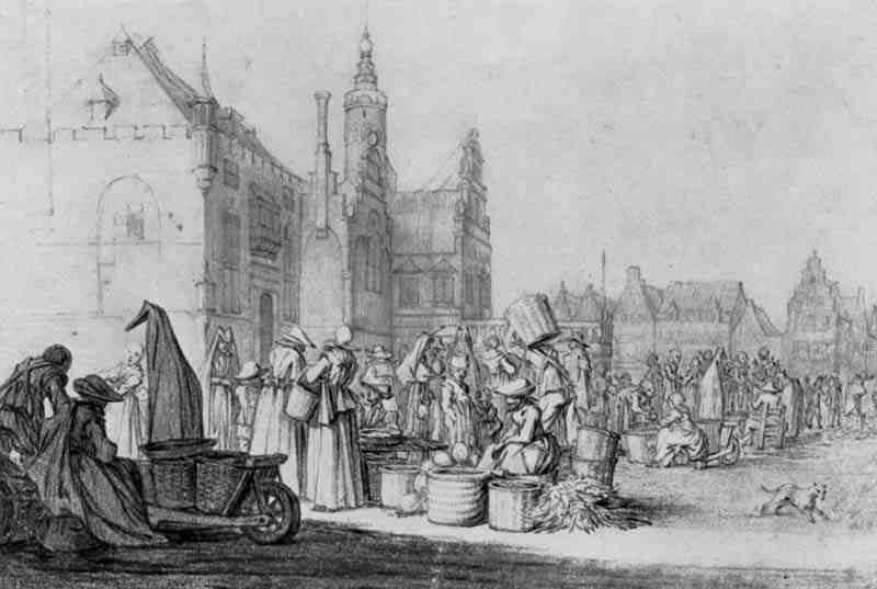 The city hall and market to Haarlem. Gerard Terborch the Younger