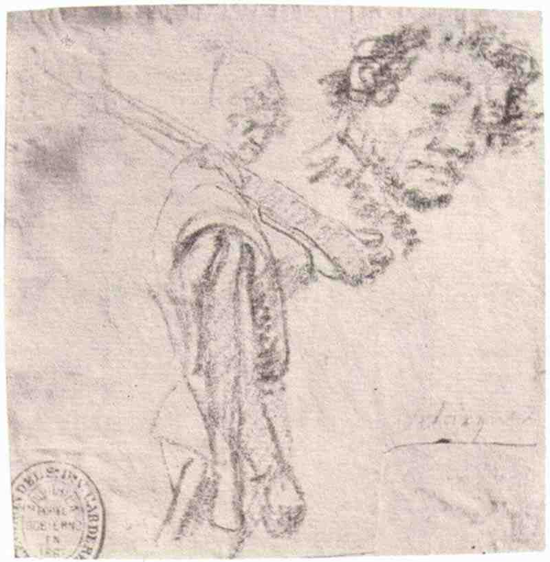 Study sheet, head of a man and a soldier with a musket ,Diego Velazquez