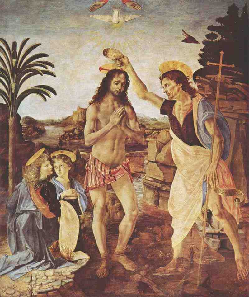 Baptism of Christ. Andrea del Verrocchio and Leonardo Da Vinci