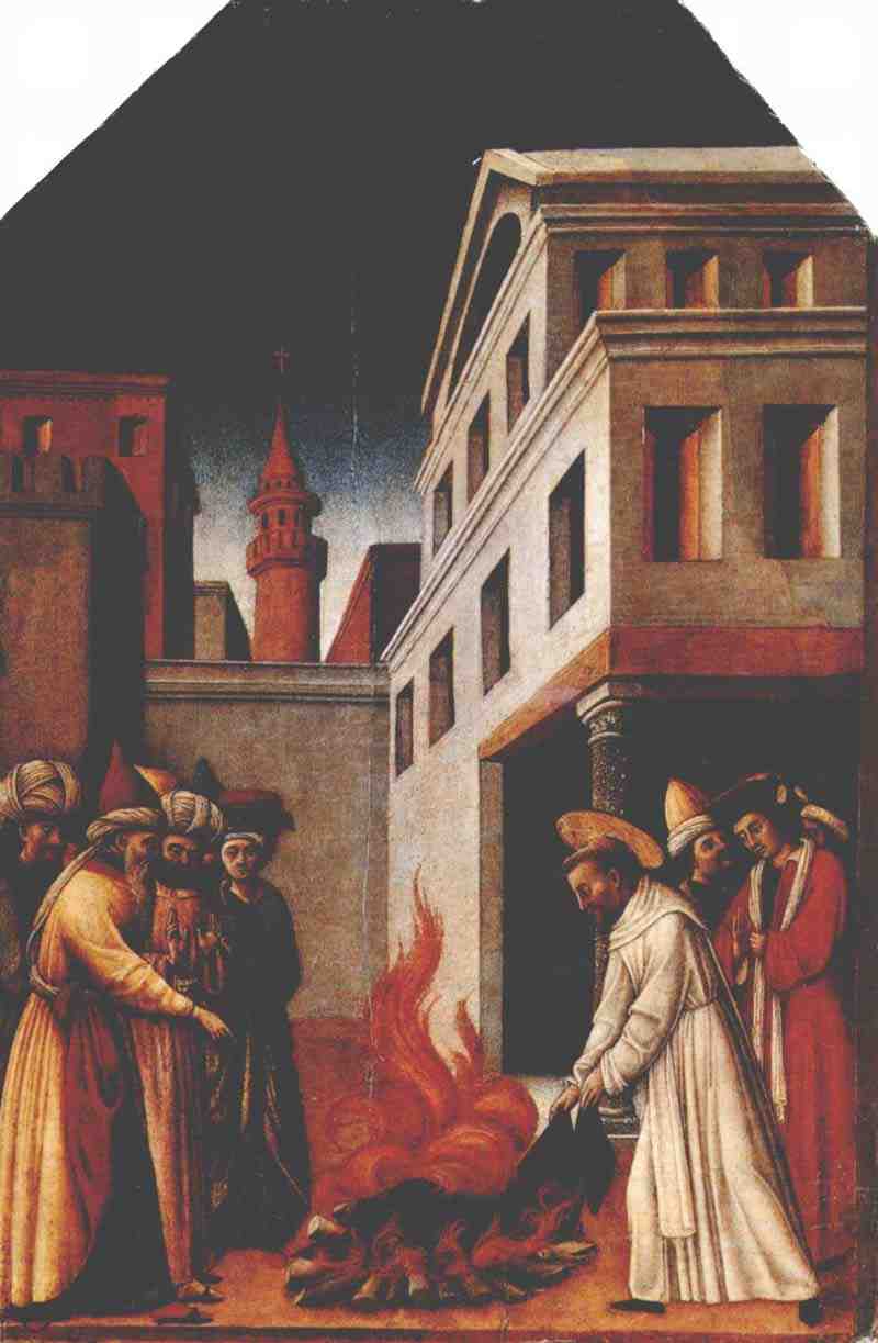 The Fire Miracle of St. Peter Martyr in front of the Sultan. Antonio Vivarini