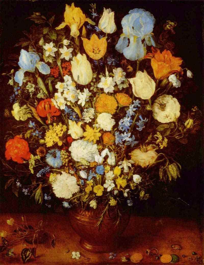 Small bouquet of flowers in a clay pot. Jan Brueghel the Elder