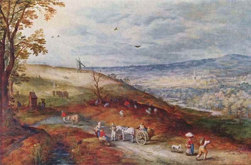 Landscape with windmill. Jan Brueghel the Elder