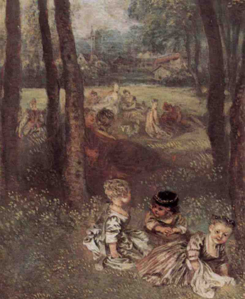 he Champs Élyssées, detail. Antoine Watteau