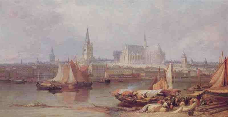 Cologne, the Rhine with cathedral and Great St. Martin from Deutz. James Webb