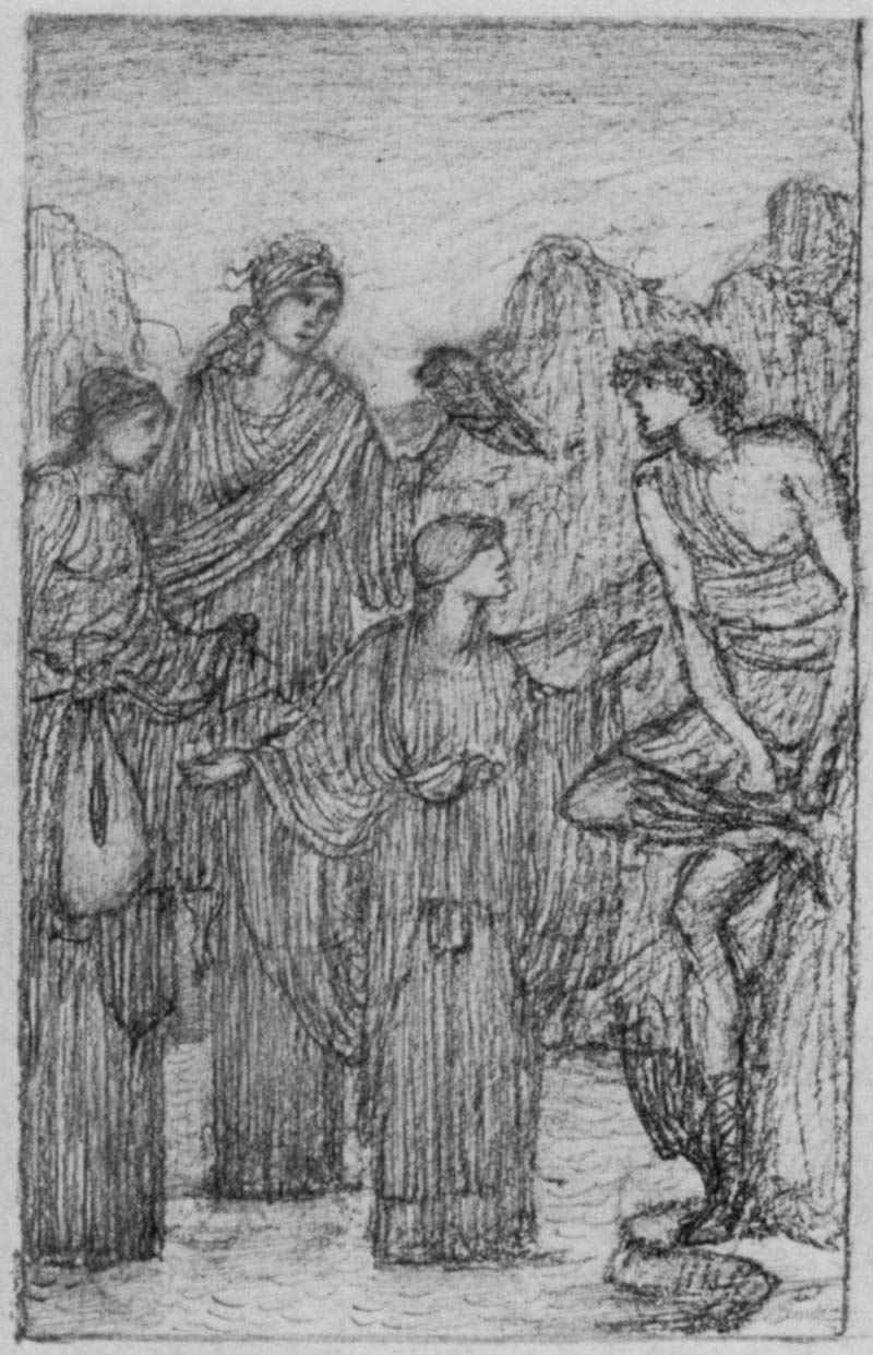 Design for the Perseus story scene: Perseus and the Sea Nymphs, Sir Edward Burne-Jones