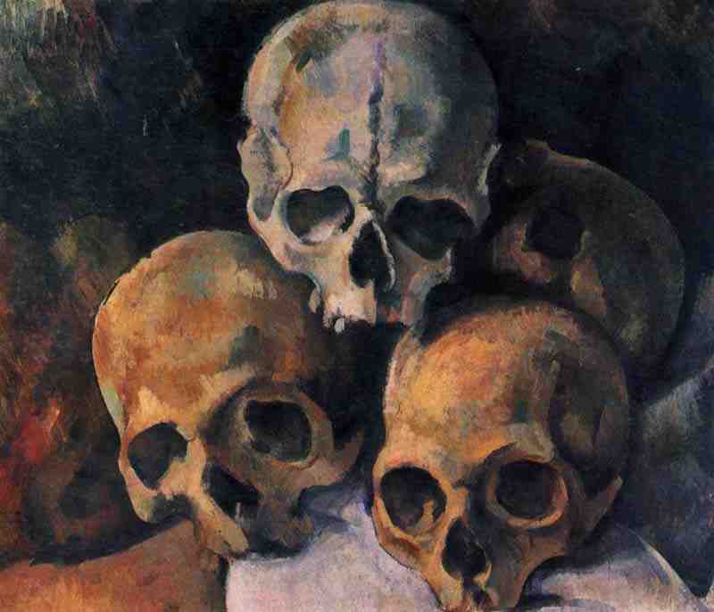 Still life, pyramid of skulls, Paul Cezanne
