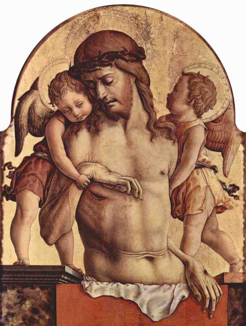 The Dead Christ supported by Two Angels. Carlo Crivelli