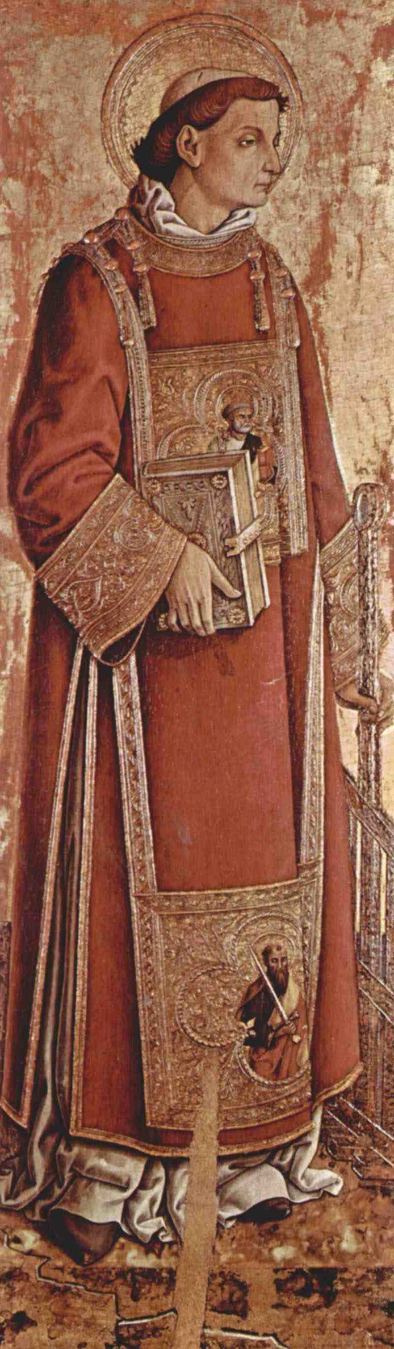 Altarpiece of San Silvestro at Massa Fermana, inner left panel: St. Laurenzius. Carlo Crivelli