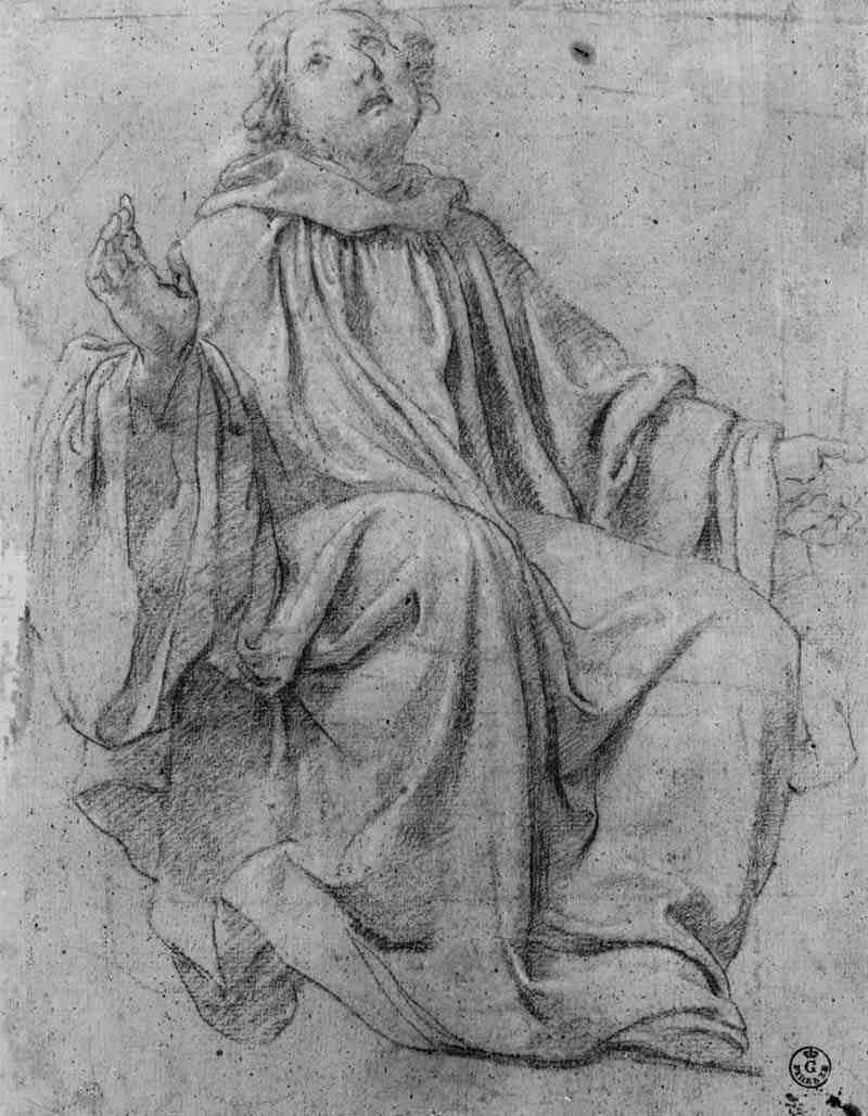 Looking up, seated monk, Cesare Dandini
