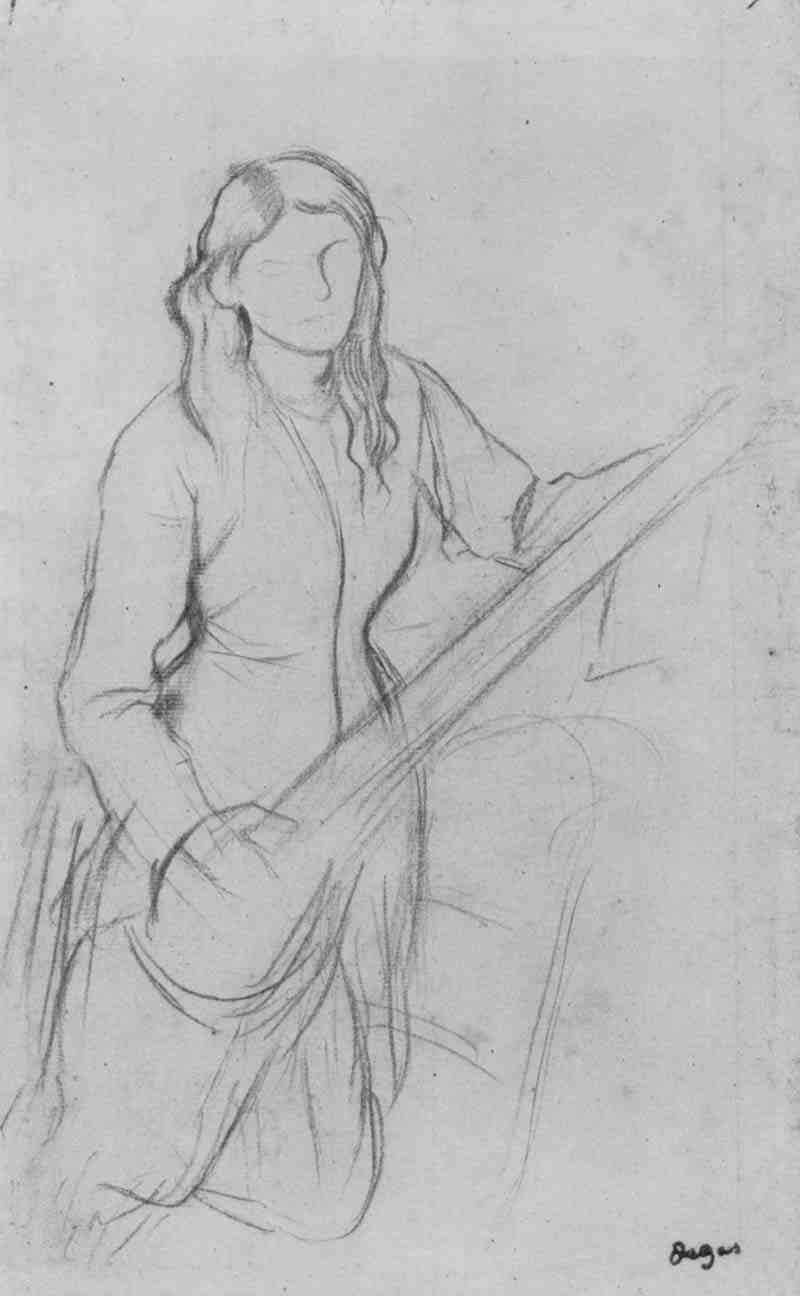 Girl with guitar, Edgar Degas