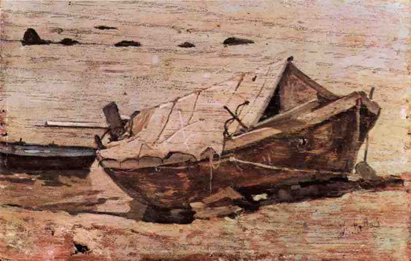 Beach with a small boat, Giovanni Fattori