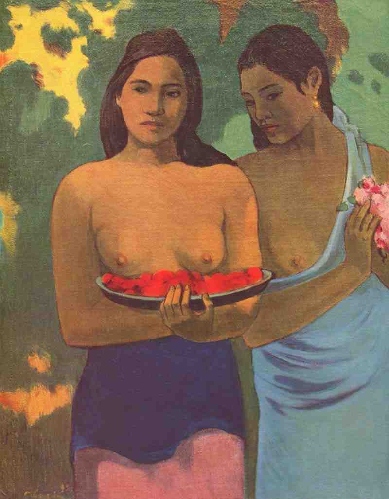 Two girls with mango blossoms, Paul Gauguin