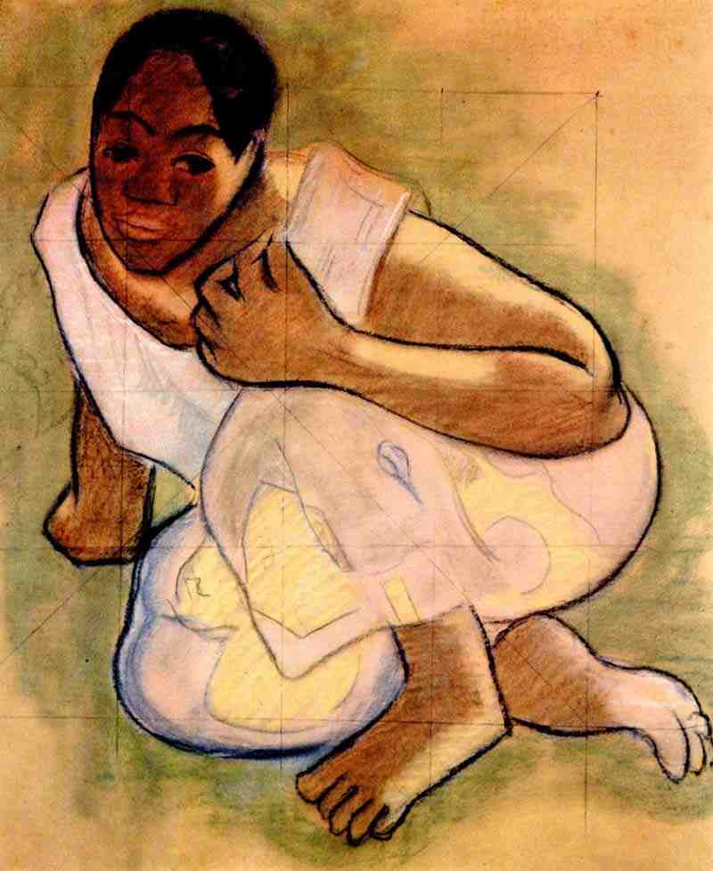 Crouching girl from Tahiti, Paul Gauguin