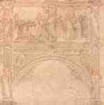 Fragment of a sketch for a Gothic pulpit with relief scenes of the Cross of Christ