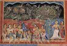 Gîtâ-Govinda-Manuskript, Szene: Krishna und Gopîs im Walde