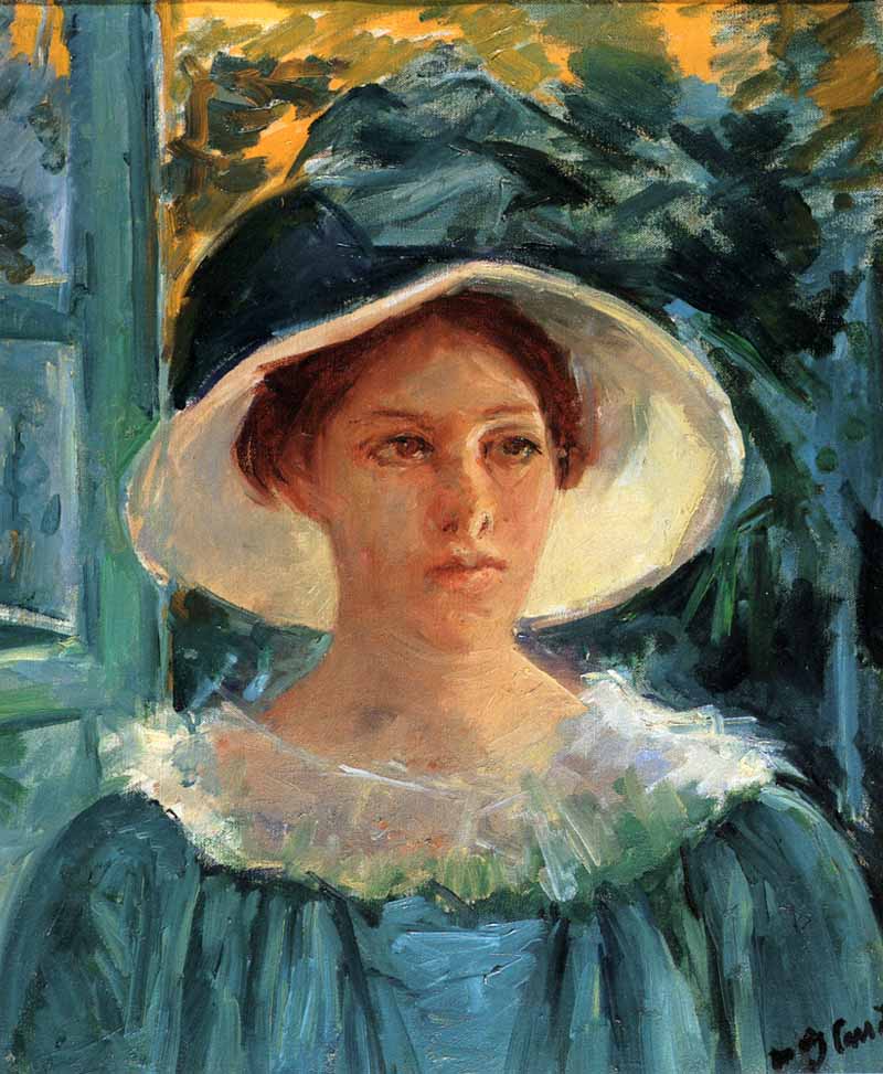 Young Woman In Green Outdoors In The Sun, Mary Cassatt