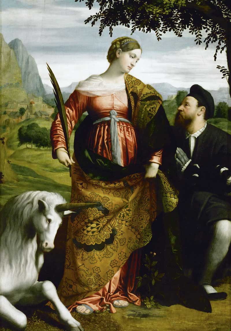Saint Justina with the Unicorn . Moretto da Brescia
