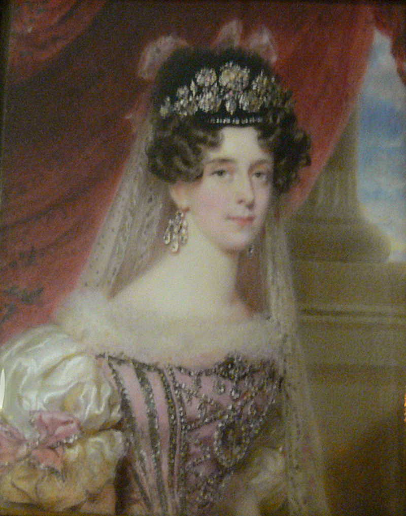 Portrait of the Archduchess Maria Dorothea (née Princess of Wuerttemberg) in the Hungarian coronation dress. Moritz Michael Daffinger