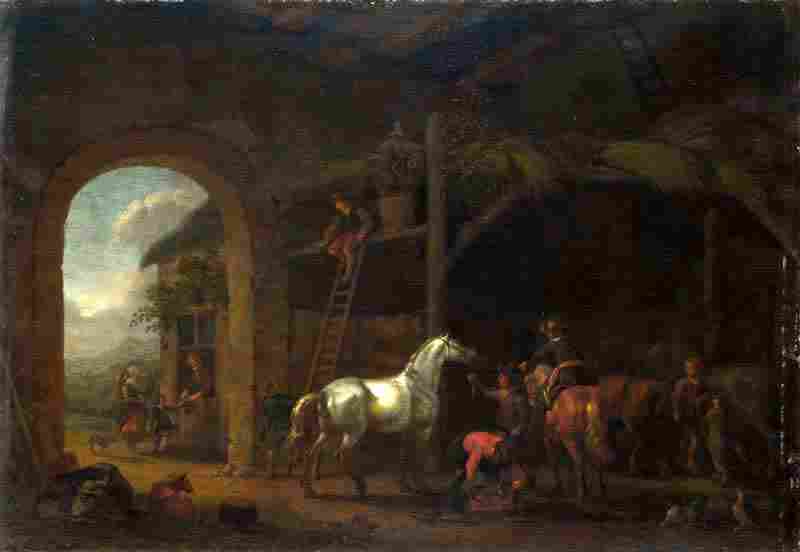 The Interior of a Stable. Abraham van Calraet
