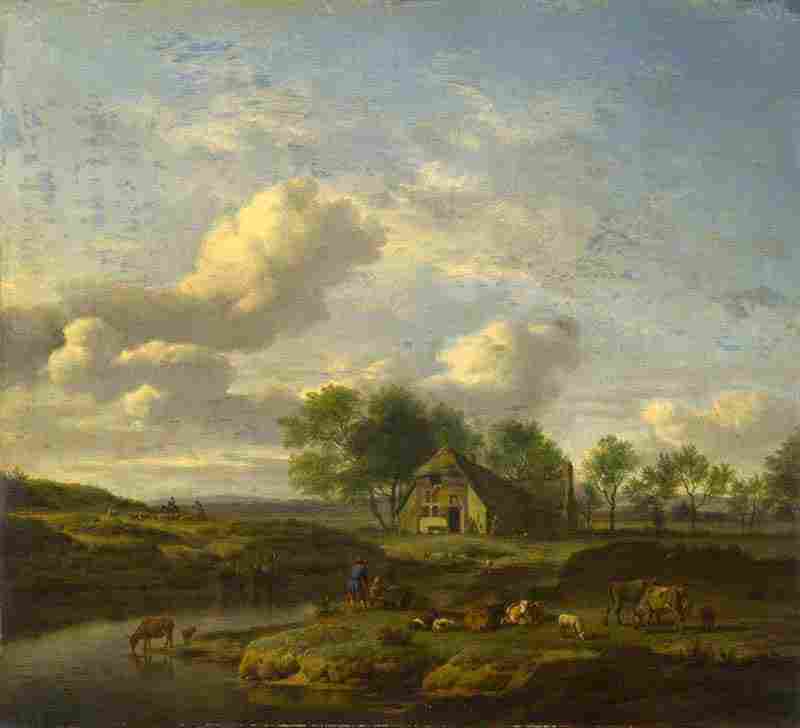 A Landscape with a Farm by a Stream. Adriaen van de Velde