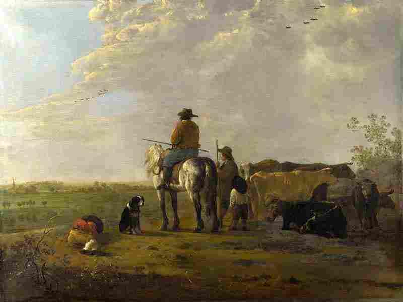 A Landscape with Horseman, Herders and Cattle. Aelbert Cuy