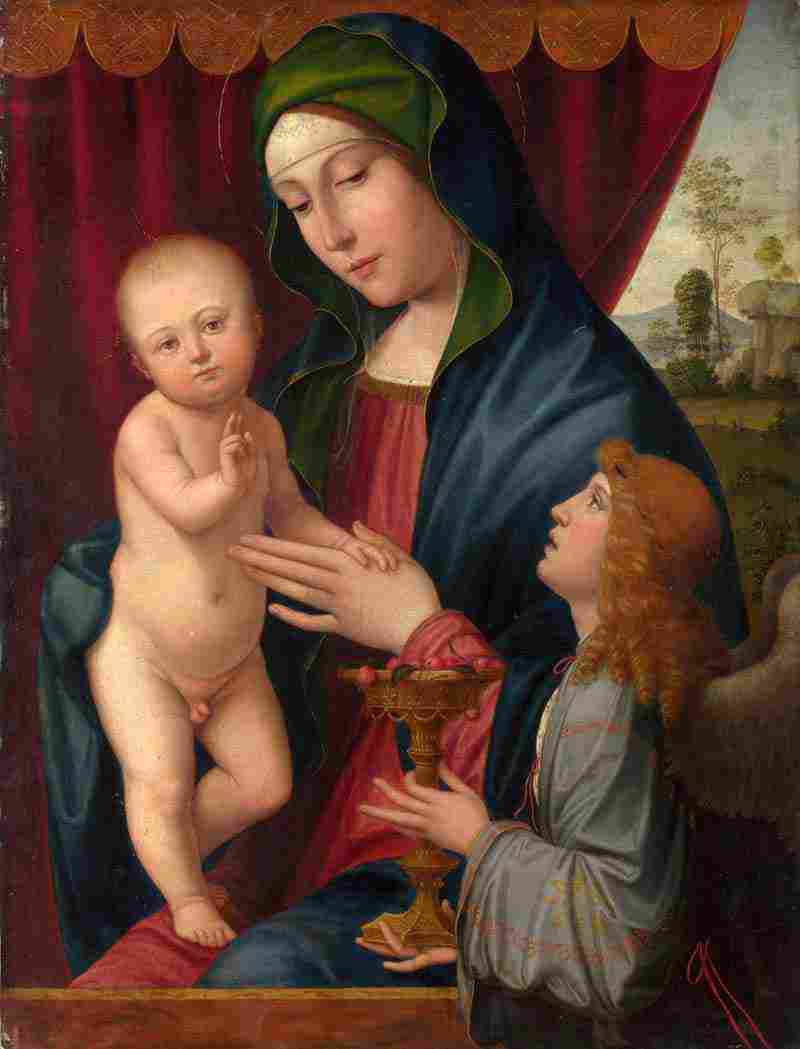 The Virgin and Child with an Angel. Fausto Muzzi and Giuseppe Guizzardi and after Francesco Francia