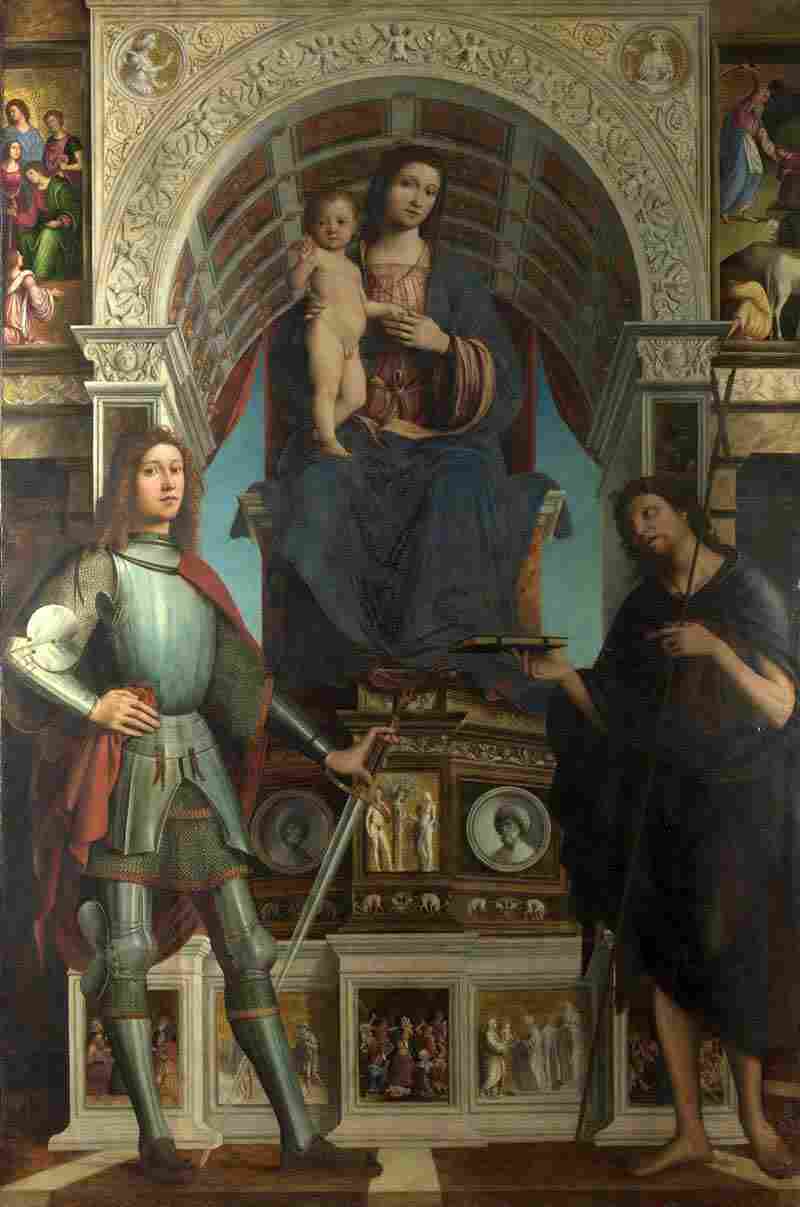 The Virgin and Child with Saints. Lorenzo Costa and Gianfrancesco Maineri