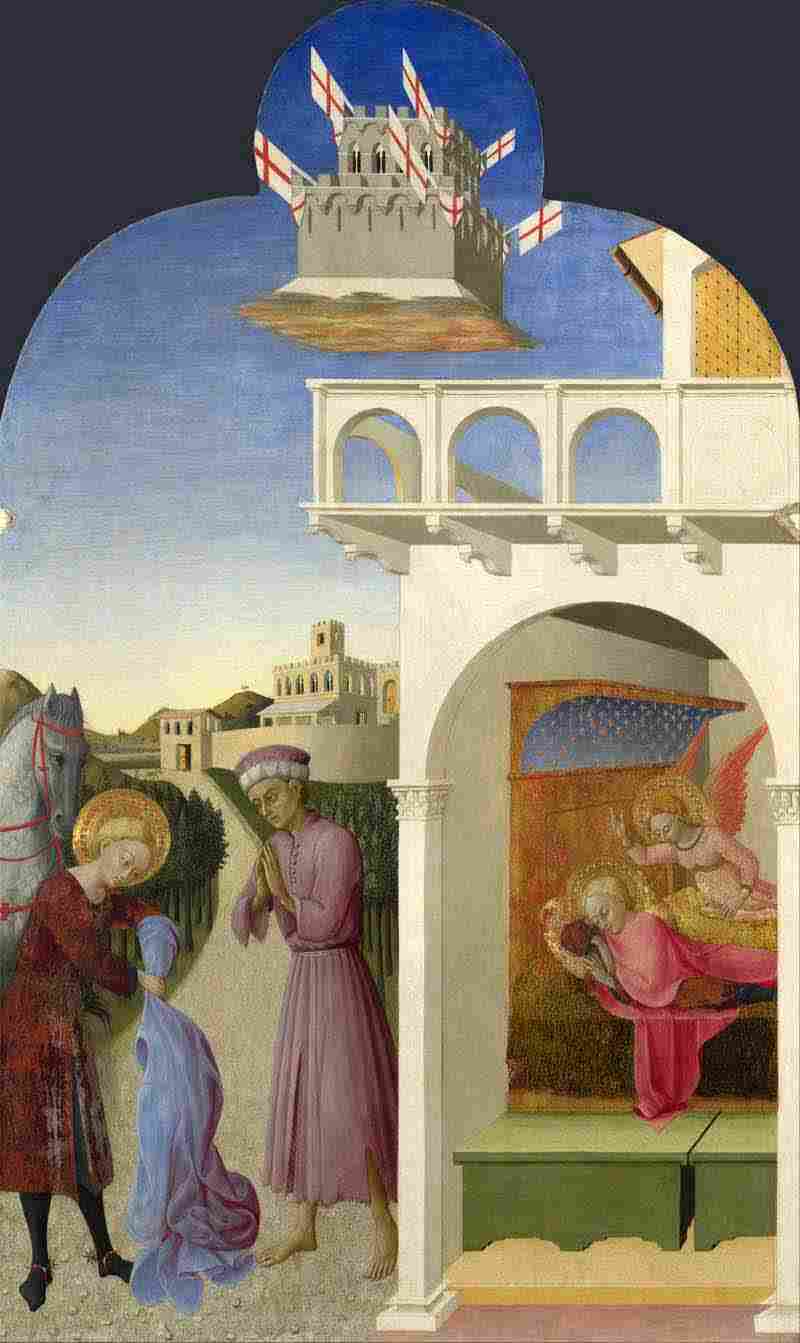 Saint Francis and the Poor Knight, and Francis's Vision. Sassetta