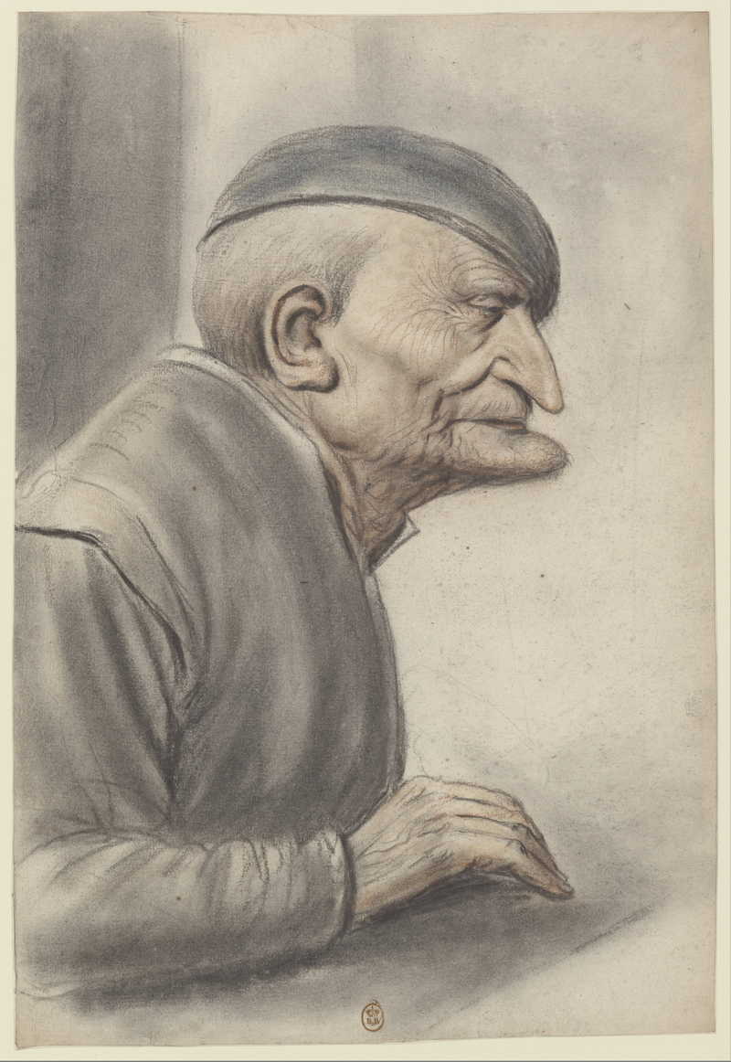 Old man, wearing a cap, looking to the right. Nicolas Lagneau