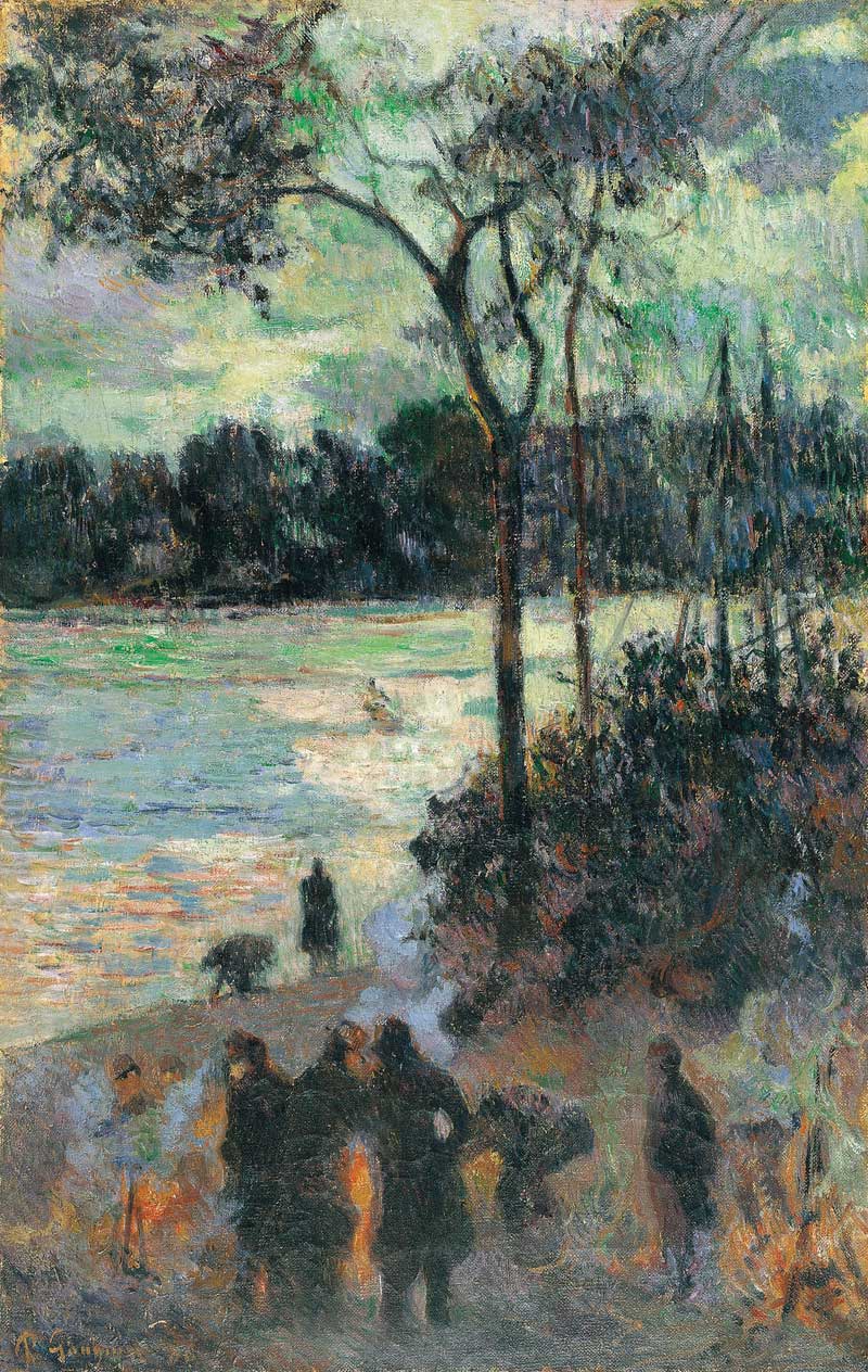 The Fire at the River Bank. Paul Gauguin