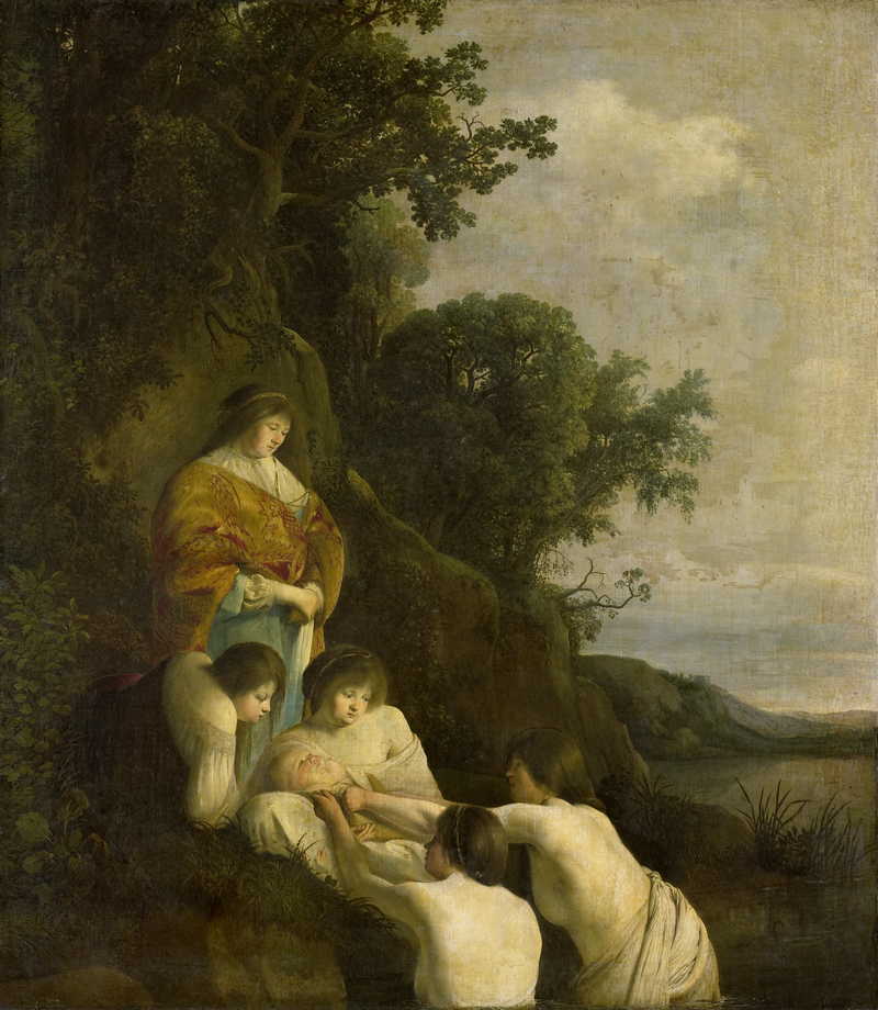 The pharao's daughter finds Moses. Cornelis Hendriksz. Vroom and Paulus Bor