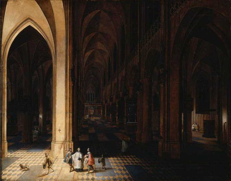 Interior of Antwerp Cathedral at Night. Peeter Neeffs the Elder