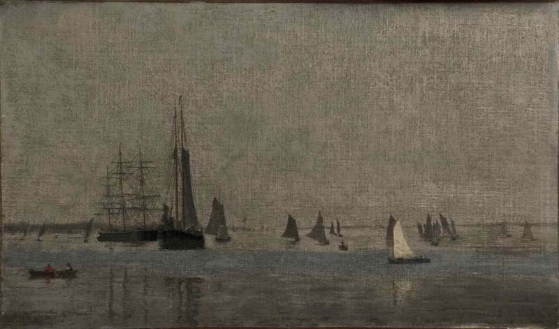 Ships and Sailboats on the Delaware. Thomas Eakins