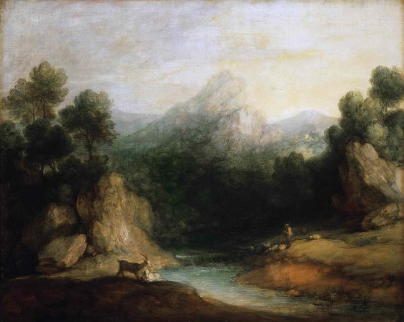 Pastoral Landscape (Rocky Mountain Valley with a Shepherd, Sheep, and Goats), Thomas Gainsborough