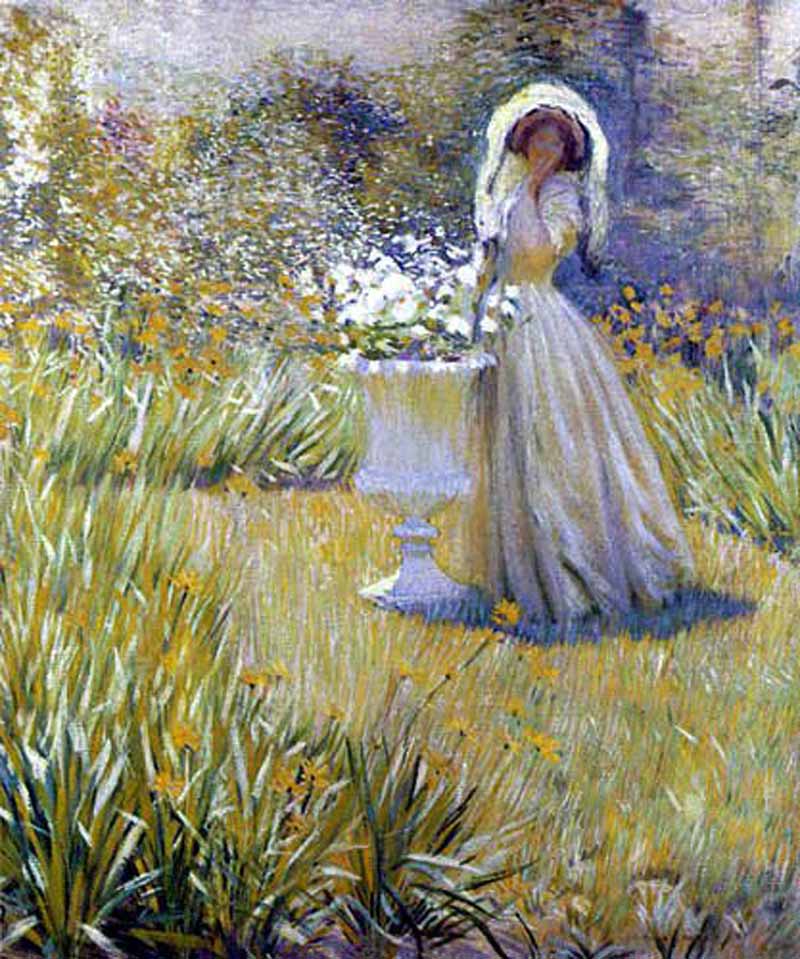 Woman in garden. Philip Leslie Hale