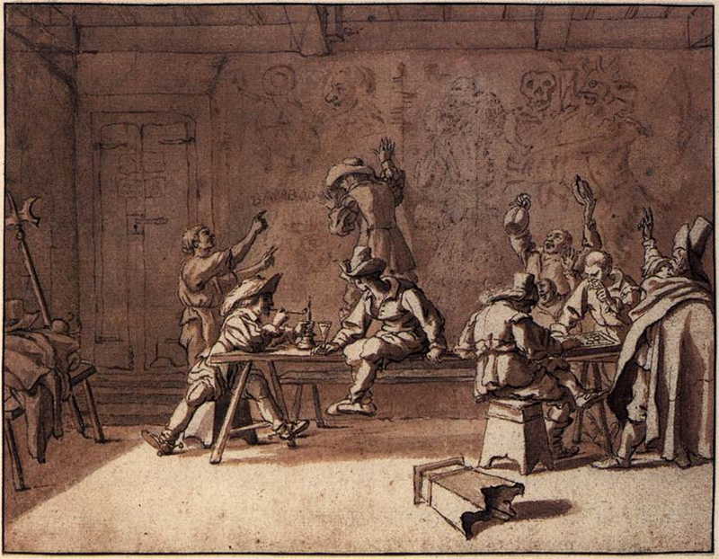 Bentvueghels in a Roman Tavern. Pieter van Laer