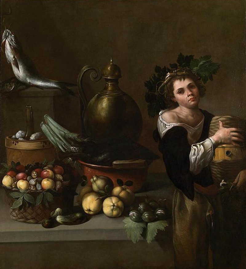 Still-Life with a Young Boy as Bacchus. Pietro Paolo Bonzi