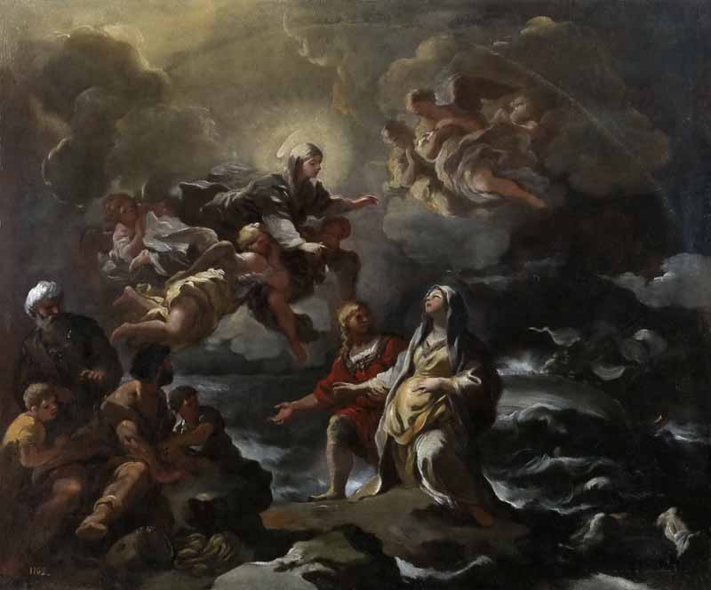 Saint Bridget saved from a Shipwreck by the Virgin. Luca Giordano