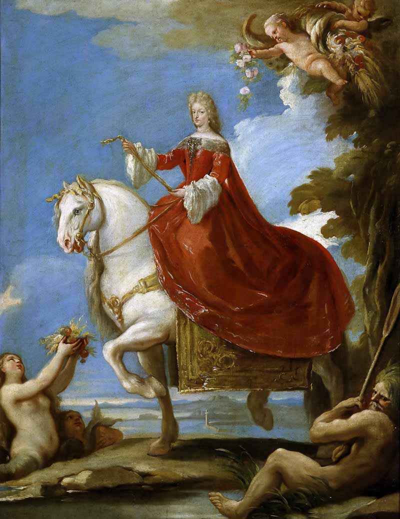 Maria Anna of Neuburg, Queen of Spain, riding. Luca Giordano