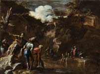 Thales causing the river to flow on both sides of the Lydian army, Salvator Rosa