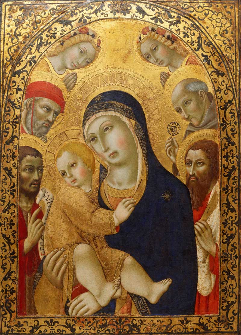 Sano di Pietro, Madonna and Child with Saints Jerome, John the Baptist, Bernardino and Bartholomew