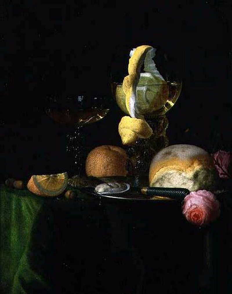 Still-Life with a Peeled Lemon in a Roemer. Simon Luttichuys