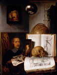 Vanitas Still-Life with a Skull. Simon Luttichuys